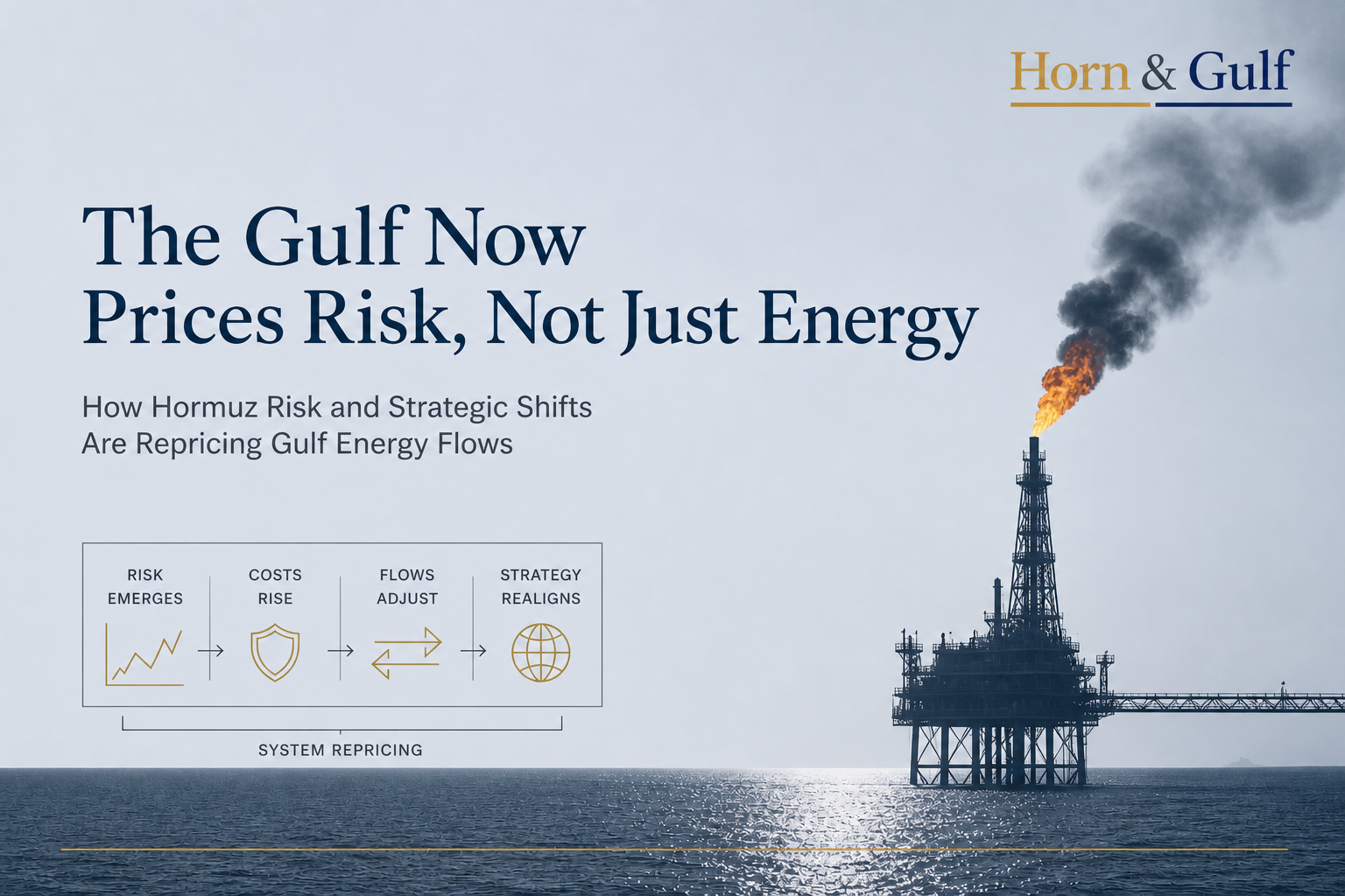 Hormuz risk reshaping Gulf energy flows with oil flare infrastructure visual